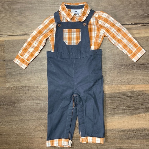 Tommy Bahama Baby Overalls and Orange Plaid Long Sleeve Shirt New Without Tags - Picture 12 of 12